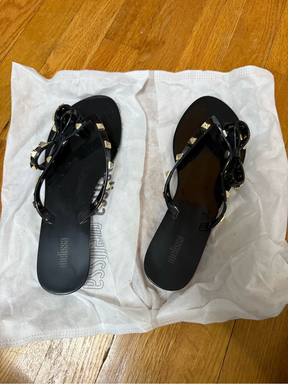 Melissa Black Studded Bow Jelly Flip-Flop Sandals - Melissa